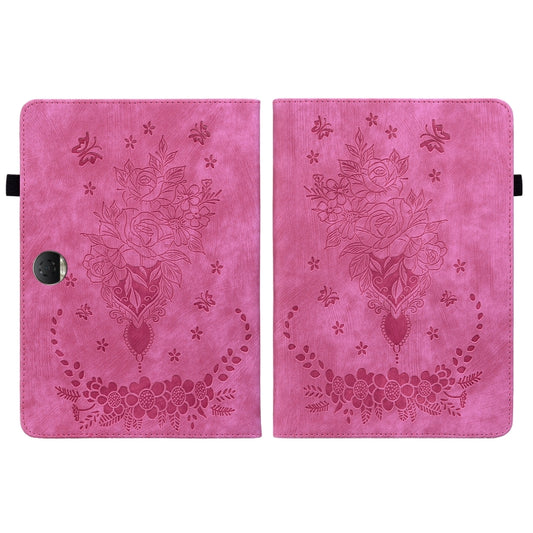 For Honor Pad 9 12.1 Butterfly Rose Embossed Leather Tablet Case(Rose Red) by bashfashion