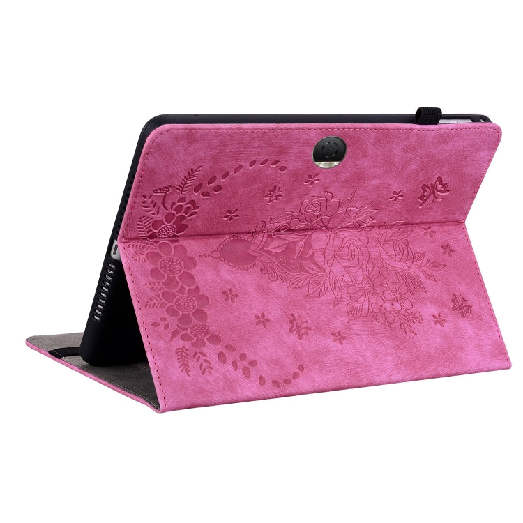 For Honor Pad 9 12.1 Butterfly Rose Embossed Leather Tablet Case(Rose Red) by bashfashion