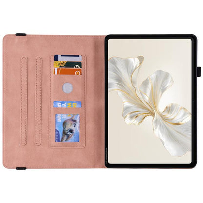 For Honor Pad X9a Butterfly Rose Embossed Leather Tablet Case(Pink) by bashfashion