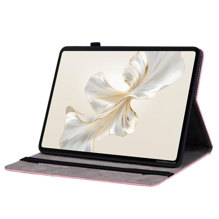 For Honor Pad X9a Butterfly Rose Embossed Leather Tablet Case(Pink) by bashfashion
