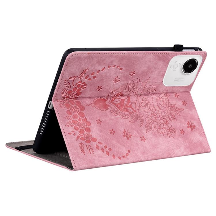 For Honor Pad X9a Butterfly Rose Embossed Leather Tablet Case(Pink) by bashfashion