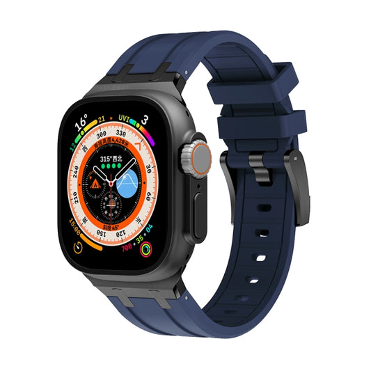 AP Silicone Watch Band For Apple Watch 8 41mm(Black Blue) by bashfashion