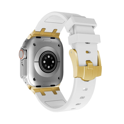 AP Silicone Watch Band For Apple Watch 8 41mm(Gold White) by bashfashion