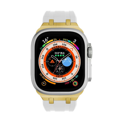 AP Silicone Watch Band For Apple Watch 8 41mm(Gold White) by bashfashion