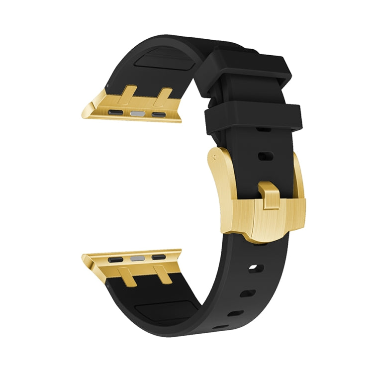 AP Silicone Watch Band For Apple Watch 7 41mm(Gold Black) by bashfashion
