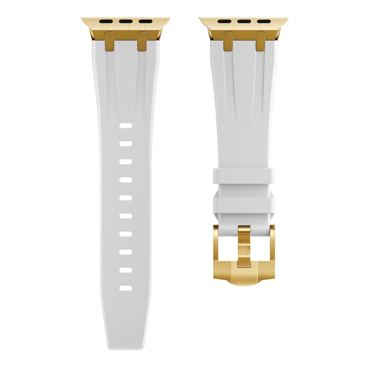 AP Silicone Watch Band For Apple Watch SE 2022 44mm(Gold White) by bashfashion