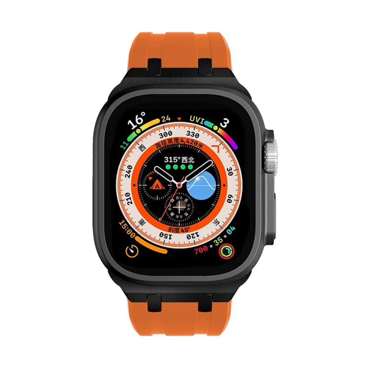 AP Silicone Watch Band For Apple Watch SE 44mm(Black Orange) by bashfashion