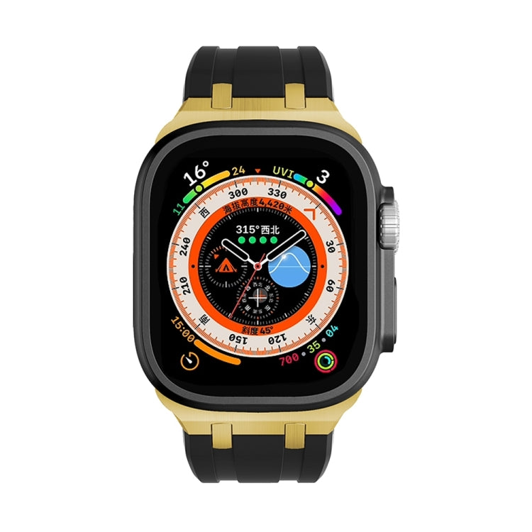 AP Silicone Watch Band For Apple Watch SE 2023 44mm(Gold Black) by bashfashion