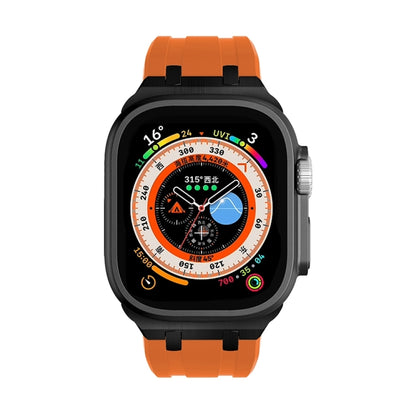 AP Silicone Watch Band For Apple Watch SE 2023 44mm(Black Orange) by bashfashion
