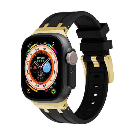 AP Silicone Watch Band For Apple Watch Ultra 2 49mm(Gold Black) by bashfashion