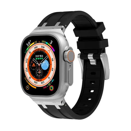 AP Silicone Watch Band For Apple Watch Ultra 2 49mm(Silver Black) by bashfashion