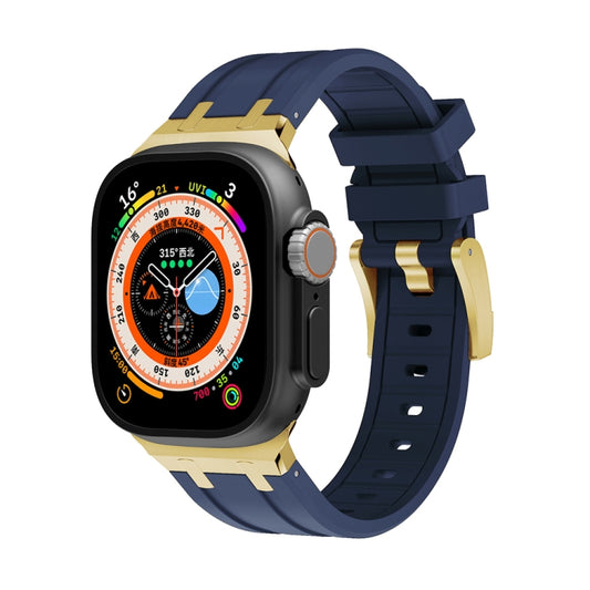 AP Silicone Watch Band For Apple Watch Ultra 2 49mm(Gold Blue) by bashfashion