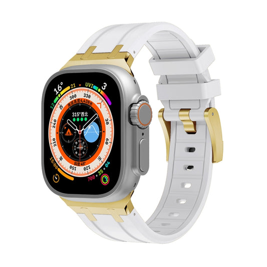 AP Silicone Watch Band For Apple Watch Ultra 2 49mm(Gold White) by bashfashion