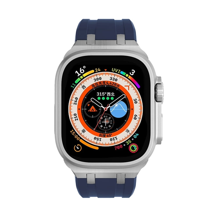 AP Silicone Watch Band For Apple Watch 9 41mm(Black Blue) by bashfashion