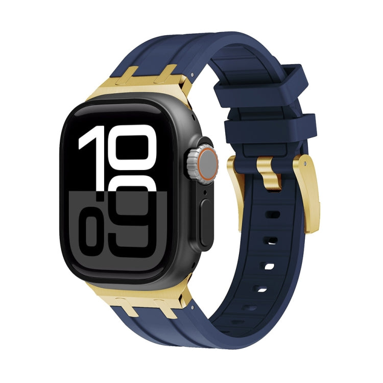 AP Silicone Watch Band For Apple Watch Series 10 42mm(Gold Blue) by bashfashion