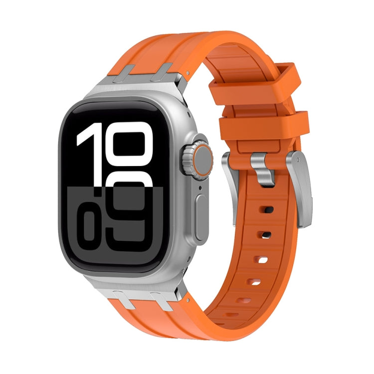 AP Silicone Watch Band For Apple Watch Series 10 42mm(Silver Orange) by bashfashion