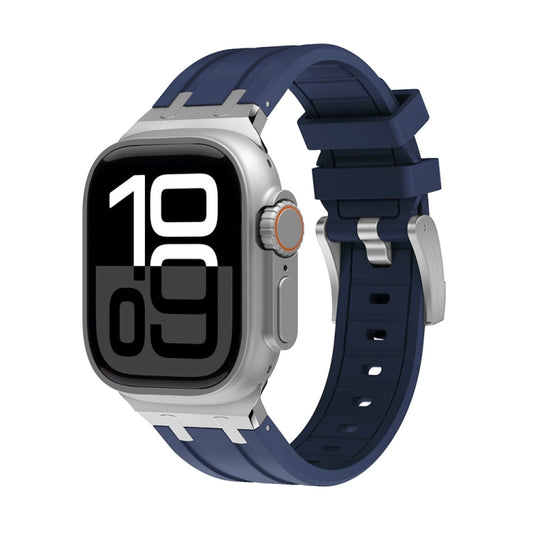 AP Silicone Watch Band For Apple Watch Series 10 46mm(Silver Blue) by bashfashion