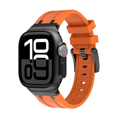 AP Silicone Watch Band For Apple Watch Series 10 46mm(Black Orange) by bashfashion