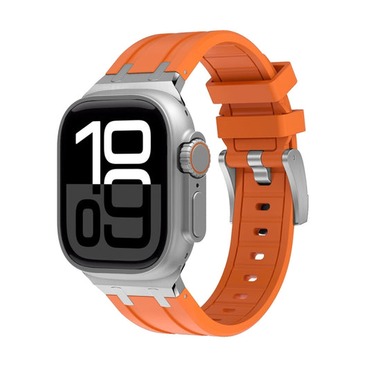 AP Silicone Watch Band For Apple Watch Series 10 46mm(Silver Orange) by bashfashion