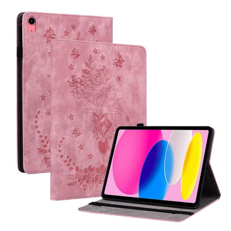 For iPad 2025 / 2022 Butterfly Rose Embossed Leather Tablet Case(Pink) by bashfashion