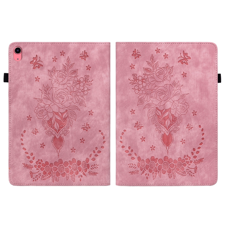 For iPad 2025 / 2022 Butterfly Rose Embossed Leather Tablet Case(Pink) by bashfashion