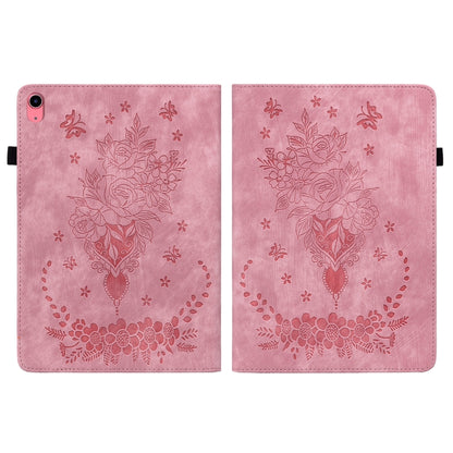 For iPad 2025 / 2022 Butterfly Rose Embossed Leather Tablet Case(Pink) by bashfashion