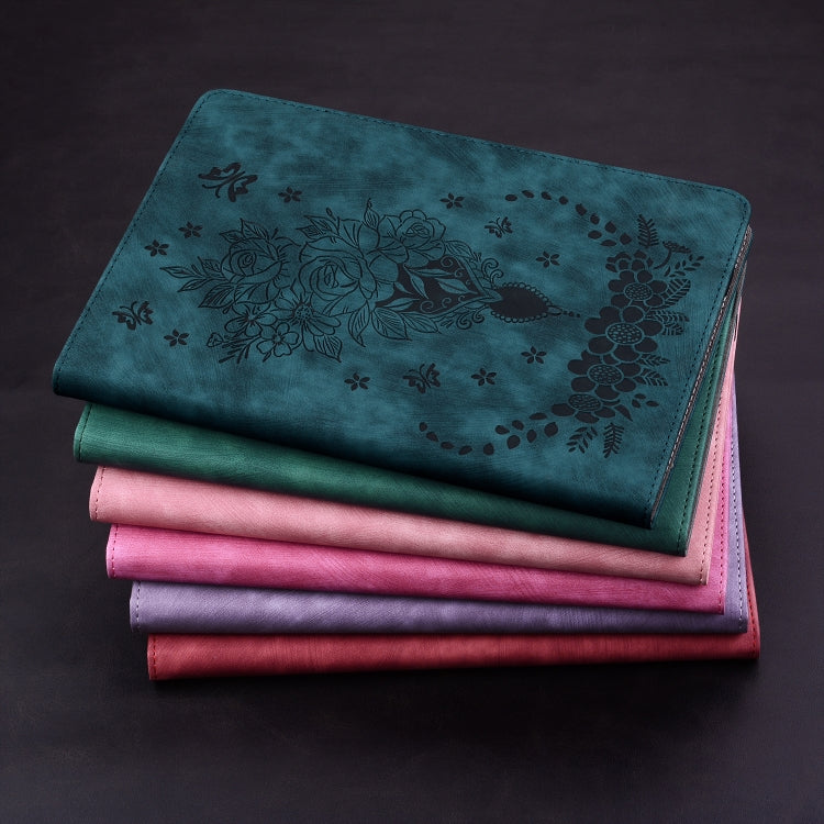 For iPad 2025 / 2022 Butterfly Rose Embossed Leather Tablet Case(Pink) by bashfashion