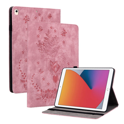 For iPad 9.7 2018 / 2017 / Air / Air 2 Butterfly Rose Embossed Leather Smart Tablet Case(Pink) by bashfashion