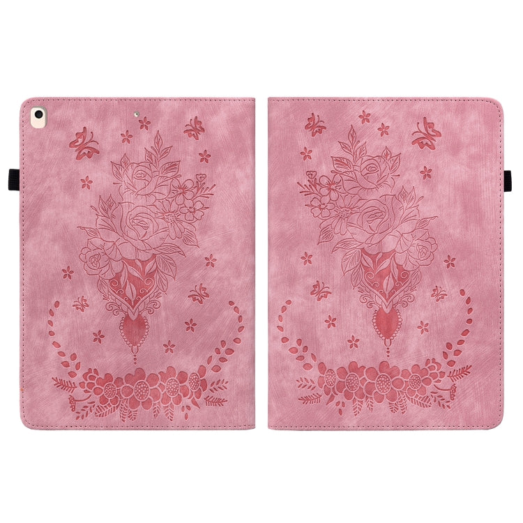For iPad 9.7 2018 / 2017 / Air / Air 2 Butterfly Rose Embossed Leather Smart Tablet Case(Pink) by bashfashion