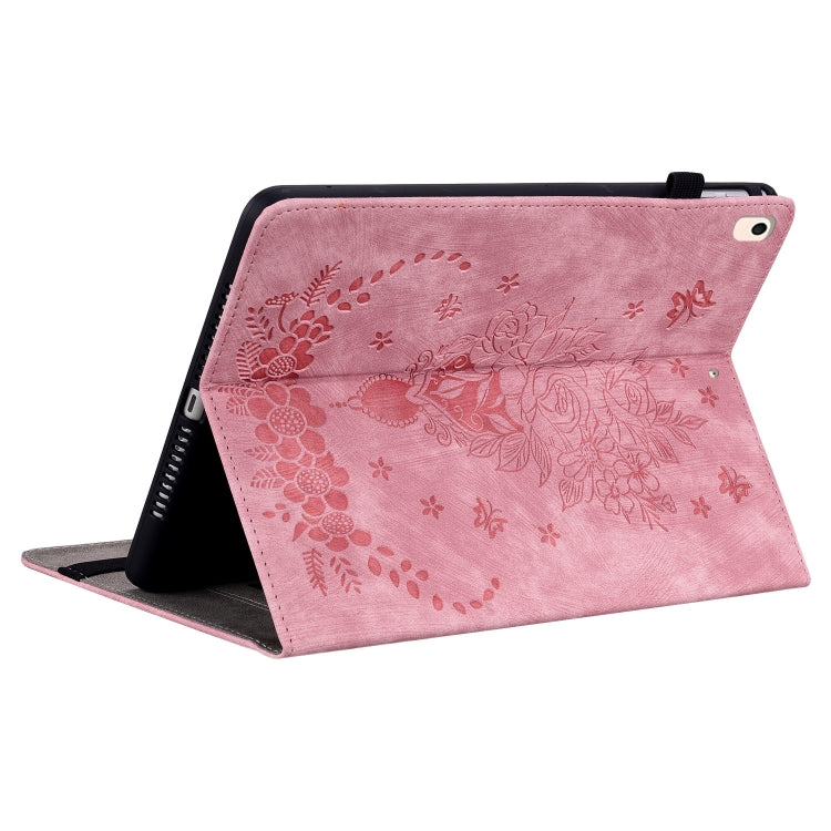 For iPad 9.7 2018 / 2017 / Air / Air 2 Butterfly Rose Embossed Leather Smart Tablet Case(Pink) by bashfashion
