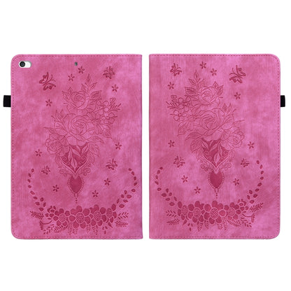 For iPad mini 5 / 4 / 3 / 2 / 1 Butterfly Rose Embossed Leather Smart Tablet Case(Rose Red) by bashfashion