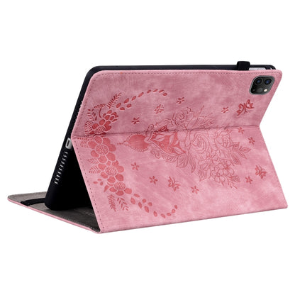 For iPad Pro 11 2021 / Air 4 2020 Butterfly Rose Embossed Leather Smart Tablet Case(Pink) by bashfashion