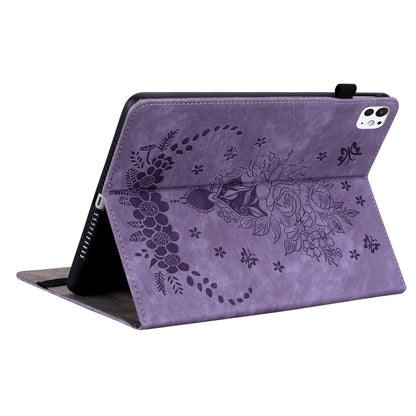 For iPad Pro 11 2025 / 2024 Butterfly Rose Embossed Leather Smart Tablet Case(Purple) by bashfashion