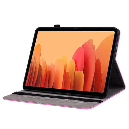 For Samsung Galaxy Tab A7 10.4 2020 T500 Butterfly Rose Embossed Leather Smart Tablet Case(Rose Red) by bashfashion