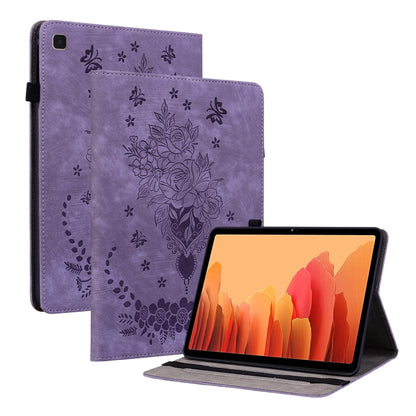 For Samsung Galaxy Tab A7 10.4 2020 T500 Butterfly Rose Embossed Leather Smart Tablet Case(Purple) by bashfashion