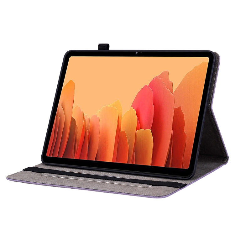 For Samsung Galaxy Tab A7 10.4 2020 T500 Butterfly Rose Embossed Leather Smart Tablet Case(Purple) by bashfashion