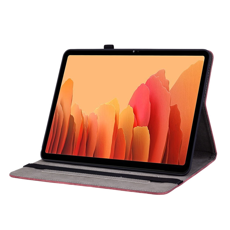 For Samsung Galaxy Tab A7 10.4 2020 T500 Butterfly Rose Embossed Leather Smart Tablet Case(Red) by bashfashion