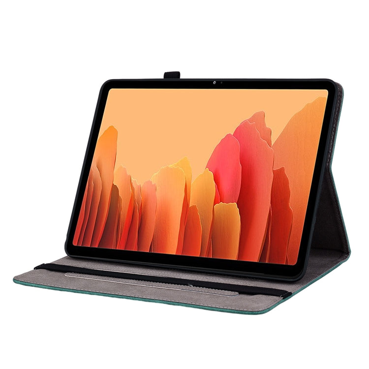 For Samsung Galaxy Tab A7 10.4 2020 T500 Butterfly Rose Embossed Leather Smart Tablet Case(Green) by bashfashion