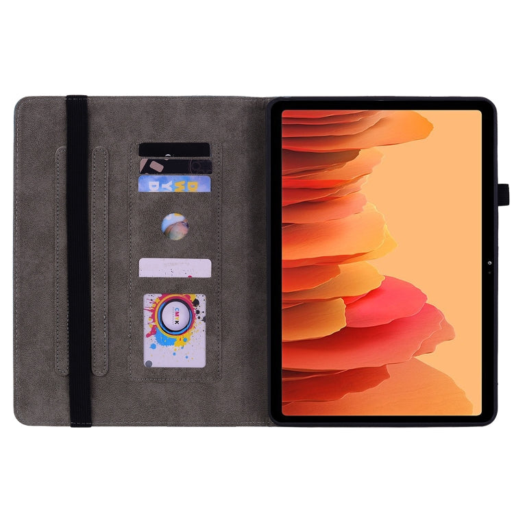 For Samsung Galaxy Tab A7 10.4 2020 T500 Butterfly Rose Embossed Leather Smart Tablet Case(Dark Blue) by bashfashion