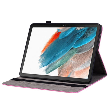 For Samsung Galaxy Tab A8 10.5 2021 X205 Butterfly Rose Embossed Leather Smart Tablet Case(Rose Red) by bashfashion
