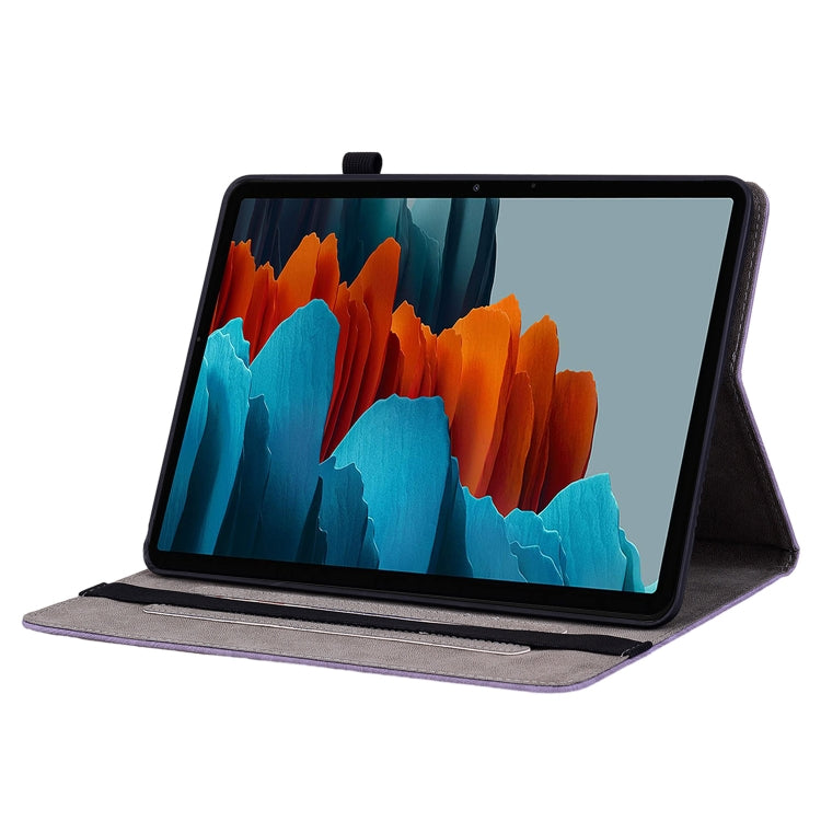 For Samsung Galaxy Tab S7 / S8 Butterfly Rose Embossed Leather Tablet Case(Purple) by bashfashion