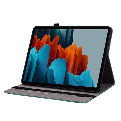 For Samsung Galaxy Tab S7 / S8 Butterfly Rose Embossed Leather Tablet Case(Green) by bashfashion