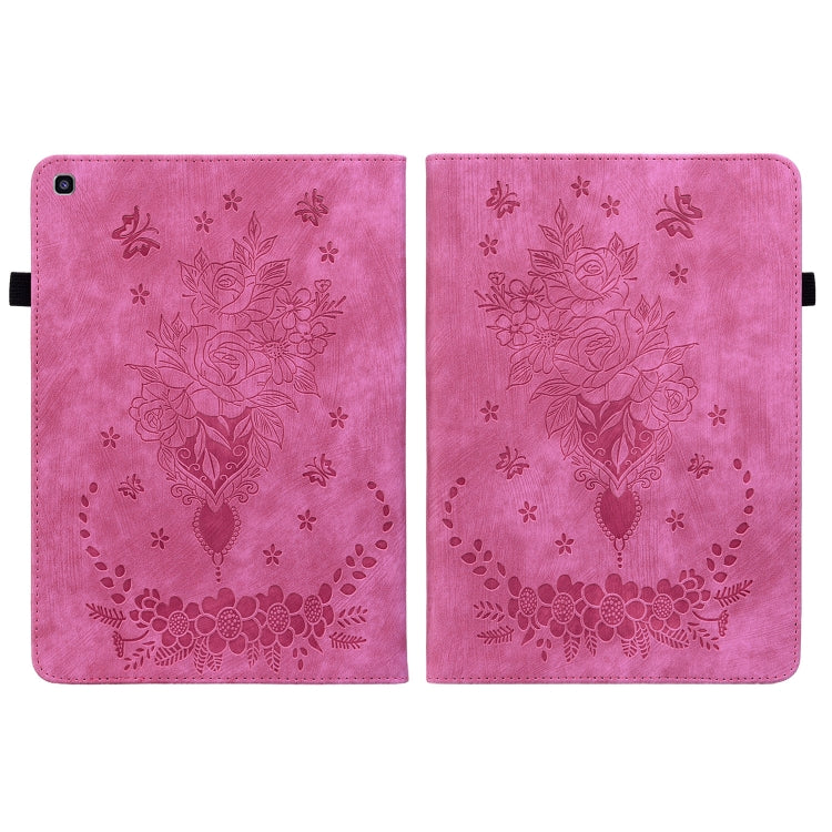 For Samsung Galaxy Tab A 8.0 2019 T290 Butterfly Rose Embossed Leather Tablet Case(Rose Red) by bashfashion