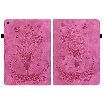 For Samsung Galaxy Tab A 8.0 2019 T290 Butterfly Rose Embossed Leather Tablet Case(Rose Red) by bashfashion