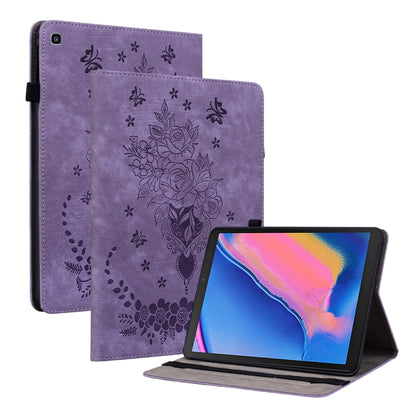 For Samsung Galaxy Tab A 8.0 2019 T290 Butterfly Rose Embossed Leather Tablet Case(Purple) by bashfashion