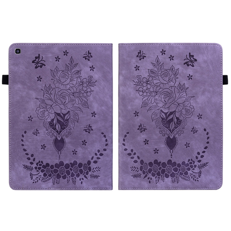 For Samsung Galaxy Tab A 8.0 2019 T290 Butterfly Rose Embossed Leather Tablet Case(Purple) by bashfashion