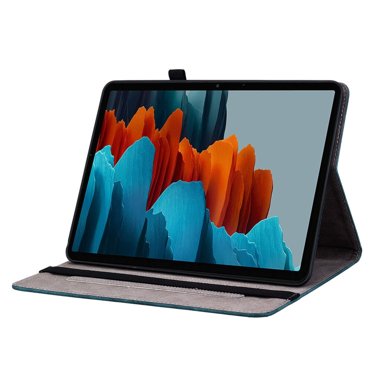 For Samsung Galaxy Tab S9+ Butterfly Rose Embossed Leather Tablet Case(Dark Blue) by bashfashion