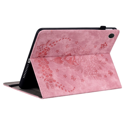 For Samsung Galaxy Tab А9+ Butterfly Rose Embossed Leather Tablet Case(Pink) by bashfashion