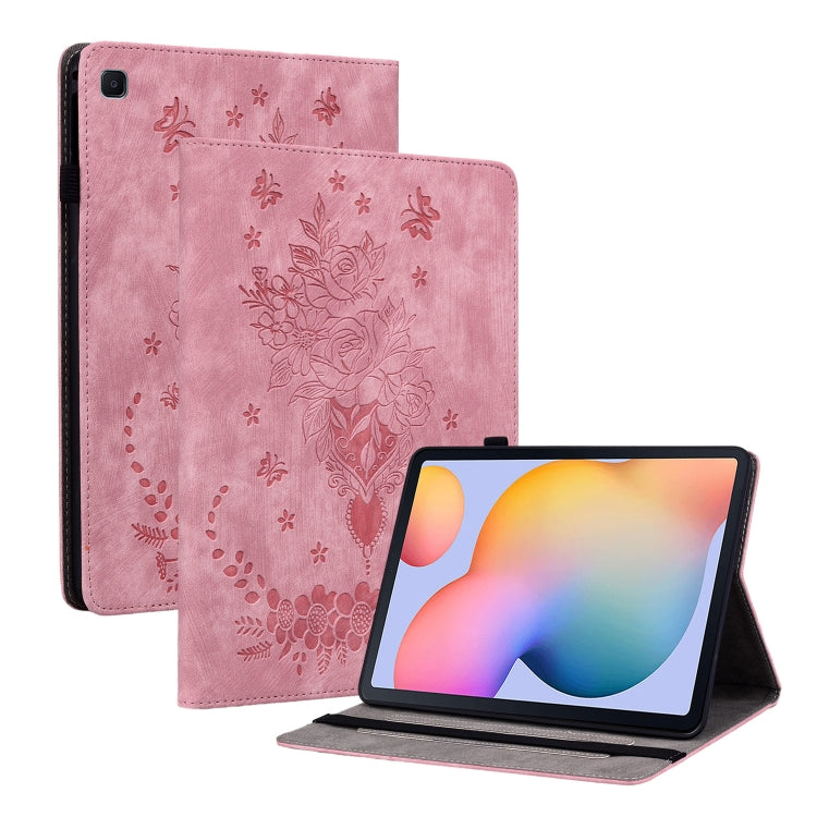 For Samsung Galaxy Tab S5e/T720/T725 Butterfly Rose Embossed Leather Tablet Case(Pink) by bashfashion