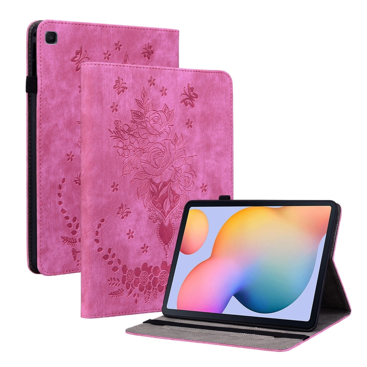 For Samsung Galaxy Tab S5e/T720/T725 Butterfly Rose Embossed Leather Tablet Case(Rose Red) by bashfashion